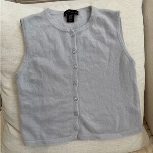 House of Harlow 1960 Pure Cashmere Sweater Vest — Periwinkle Blue Boho XS